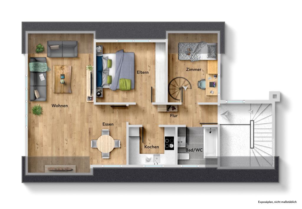 Seltene Gelegenheit! Sofort beziehbare 3,5 Zimmer-Dachstudiowohnung! - Grundriss (41890)