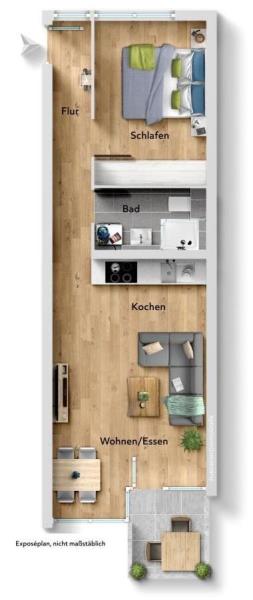 Ideal für Singles & Pendler! Attraktive 2 Zimmer-Wohnung in toller Wohnlage! - Grundriss (51896)