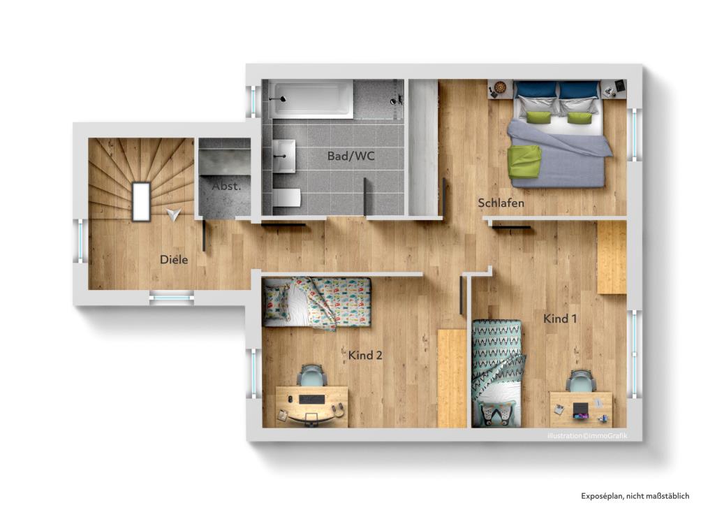 Platz für die Familie! Gemütliches Reihenmittelhaus mit Terrasse in Ostfildern! - Dachgeschoss (43041)