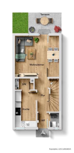 Alternative zur Wohnung! Gemütliches Reihenmittelhaus mit Ausbaureserve in ES-Sulzgries! - Grundriss Erdgeschoss (53757)