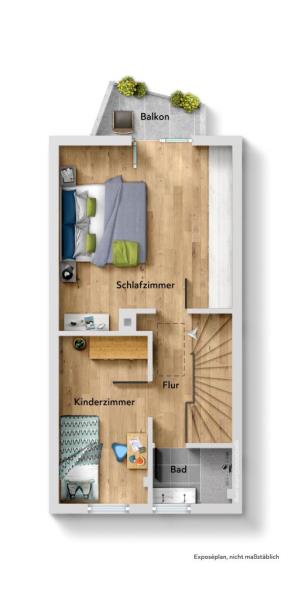 Alternative zur Wohnung! Gemütliches Reihenmittelhaus mit Ausbaureserve in ES-Sulzgries! - Grundriss Obergeschoss (53758)