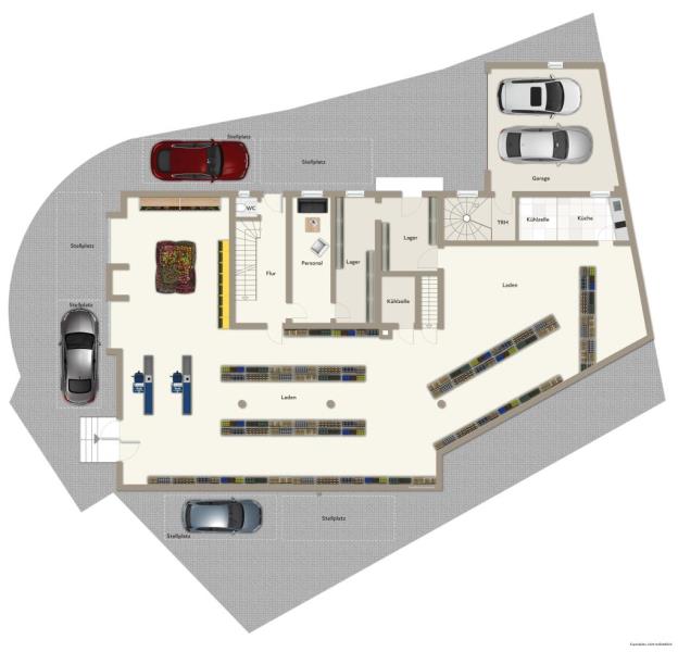 Viel Platz für Wohnen und Gewerbe – ca. 550 m² Fläche und zahlreiche Stellplätze! - Grundriss Erdgeschoss (52634)