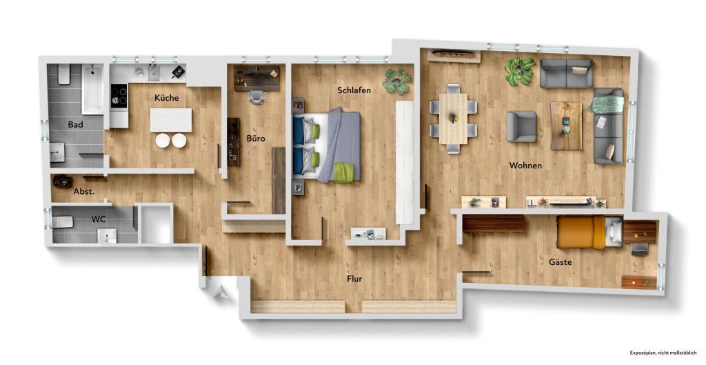 Interessante 4 Zimmer-Wohnung mit tollem Fernblick über Stuttgart-West! - Grundriss (42785)