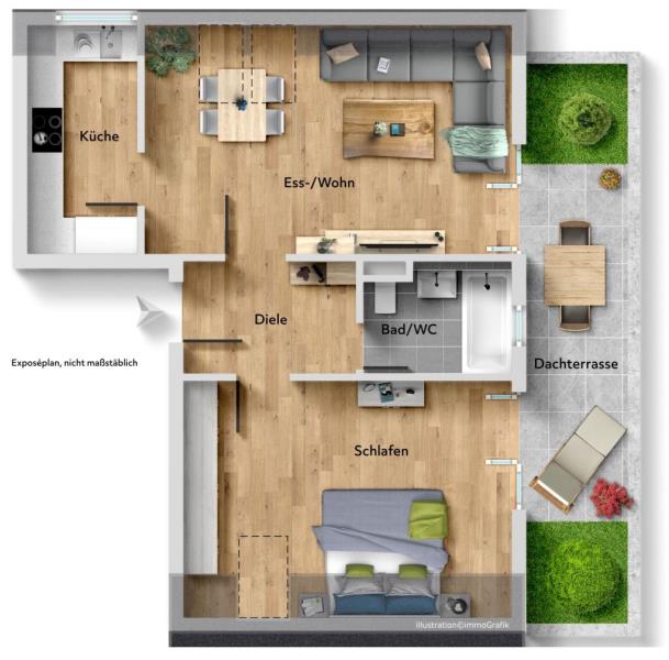 Seltene Gelegenheit! Interessante 2 Zimmer-Wohnung in bester Citylage! - Grundriss (50837)