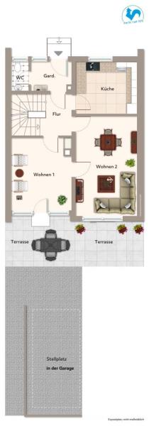 Familienfreundliches Reihenmittelhaus mit PV-Anlage, Balkon und Garten auf dem Biberacher Mittelberg - Grundriss EG (45592)