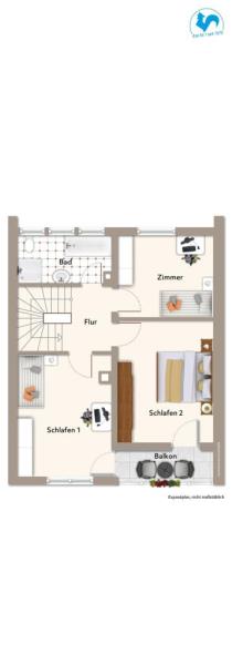 Familienfreundliches Reihenmittelhaus mit PV-Anlage, Balkon und Garten auf dem Biberacher Mittelberg - Grundriss OG (45601)