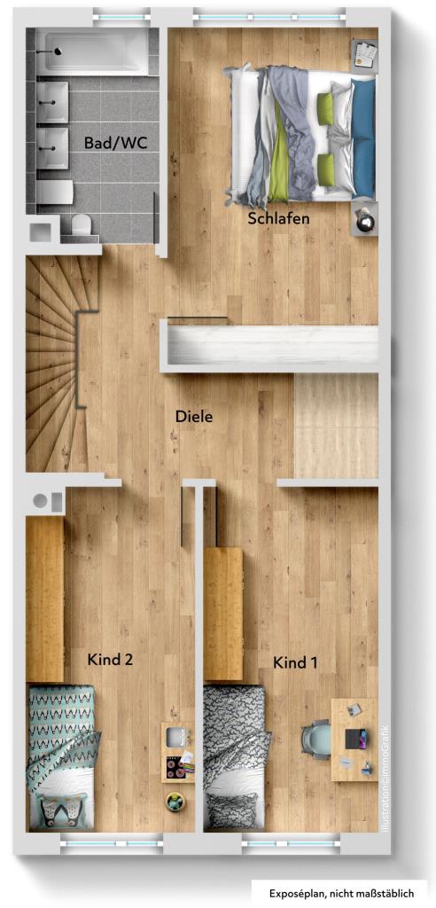 Familienparadies! Attraktives Reihenmittelhaus mit Terrasse & Garten! - Obergeschoss (40784)
