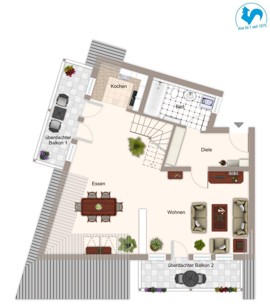 Auch Sie suchen das Besondere? Maisonette mit Sichtgebälk,