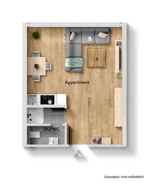 Kapitalanleger aufgepasst! Interessantes 1 Zimmer-Apartment in Filderstadt! - Grundriss (44637)