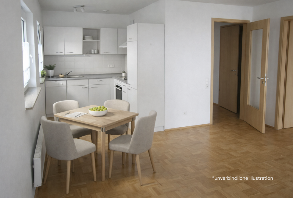 Sorgenfreies Wohnen! Barrierefreie gepflegte 2 Zimmer-Seniorenwohnung! - Küche & Essplatz (43421)