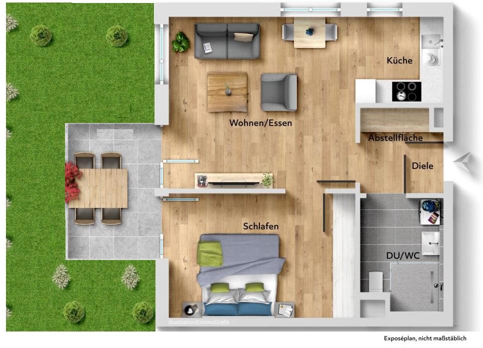 Sorgenfreies Wohnen! Barrierefreie gepflegte 2 Zimmer-Seniorenwohnung! - Grundriss (43554)
