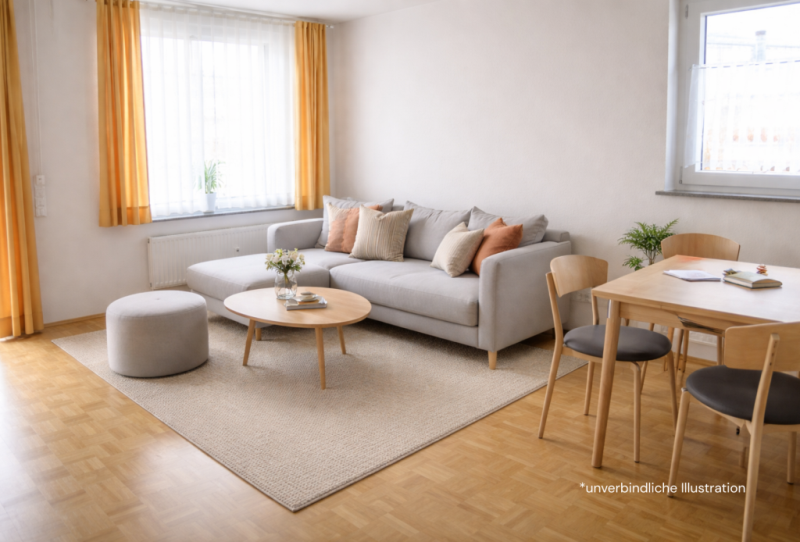 Sorgenfreies Wohnen! Attraktive 2,5 Zimmer-Wohnung mit sonniger Terrasse! - Wohnbereich (44893)