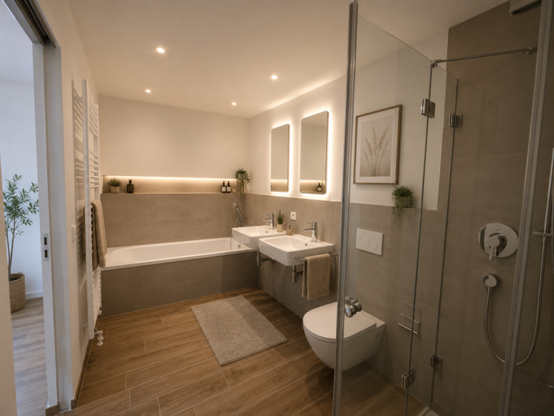 Neubauwohnung in beliebter Wohngegend mit Blick auf die Burg! 2-Zimmer-Wohnung mit EBK! - Badezimmer (51805)