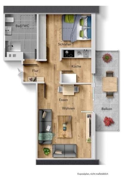 Erstbezug nach Sanierung! Exklusive 2 Zimmer-Wohnung in herrlicher Wohnlage! - Grundriss (49103)
