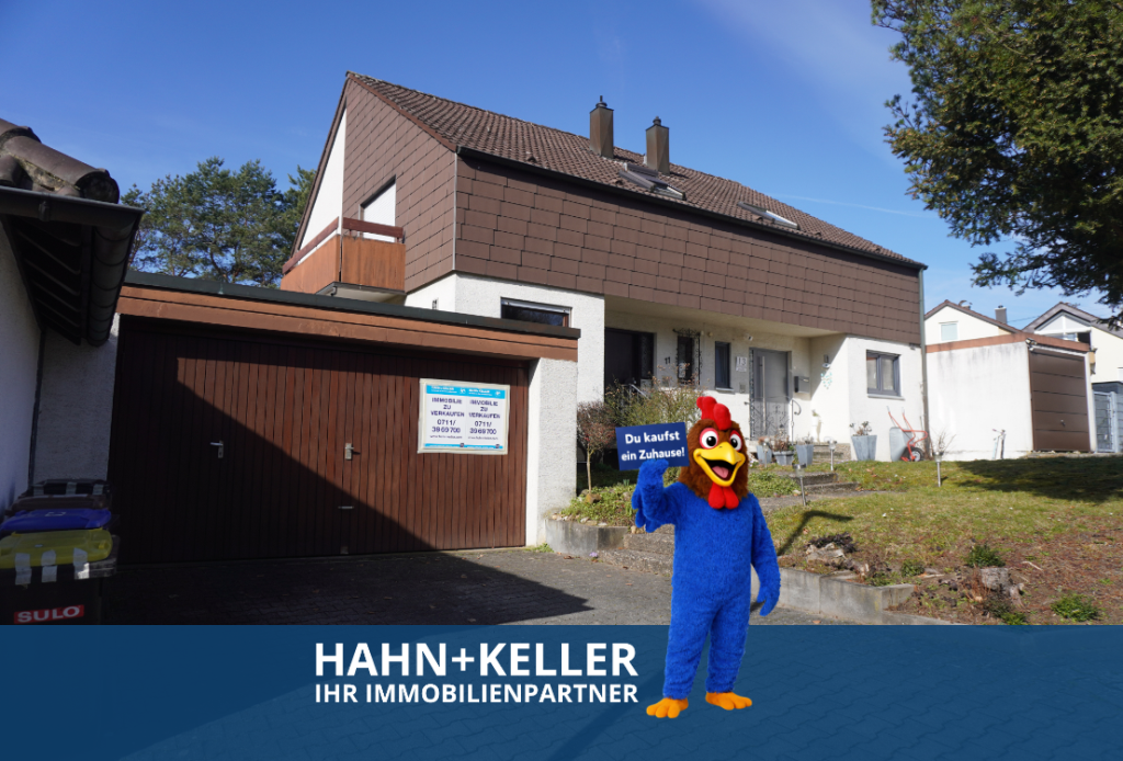 Platz für die ganze Familie! Attraktive Doppelhaushälfte mit großzügigem Garten in Plochingen! - Außenansicht mit Klischee (43849)