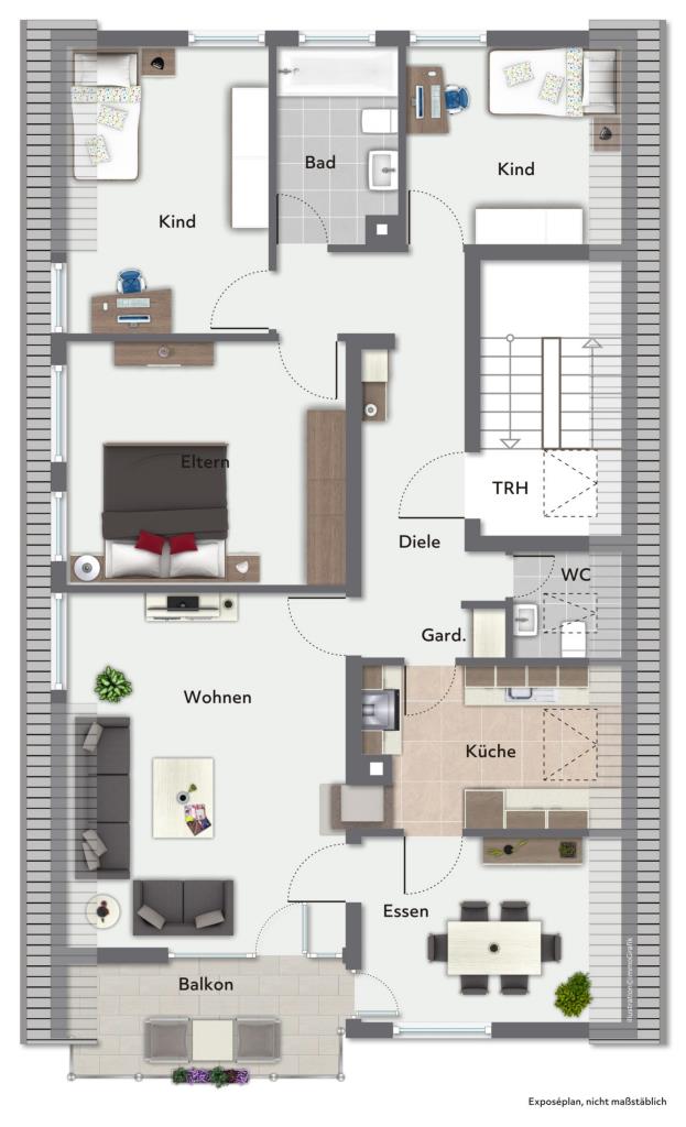 2. Familien unter 1. Dach! Attraktives Zweifamilienhaus in toller Wohnlage! - Grundriss Obergeschoss (36773)