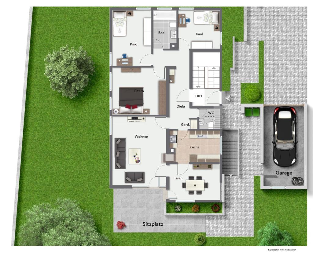 Perfekt für Familien! Freistehendes Zweifamilienhaus mit sonnigem Garten! - Erdgeschoss (42415)