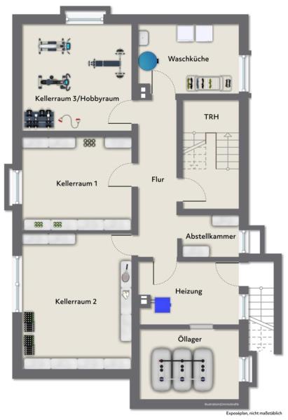 Generations Schmuckstück! Freistehendes Zweifamilienhaus mit großen Garten! - Grundriss Untergeschoss (51134)