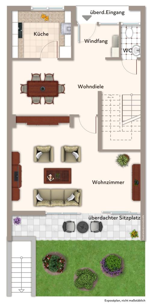 Erbpacht! Attraktives Reihenmittelhaus mit Garten in Sindelfingen! - Erdgeschoss (42739)