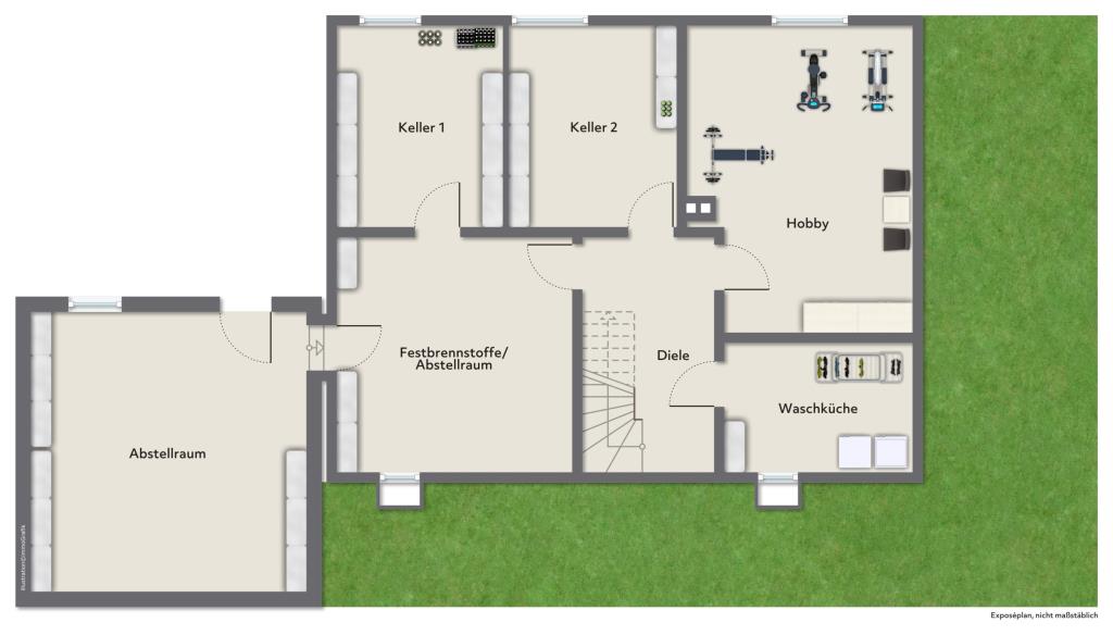 Freistehendes Einfamilienhaus in ruhiger Aussichtslage von Gruibingen! - Untergeschoss (38412)