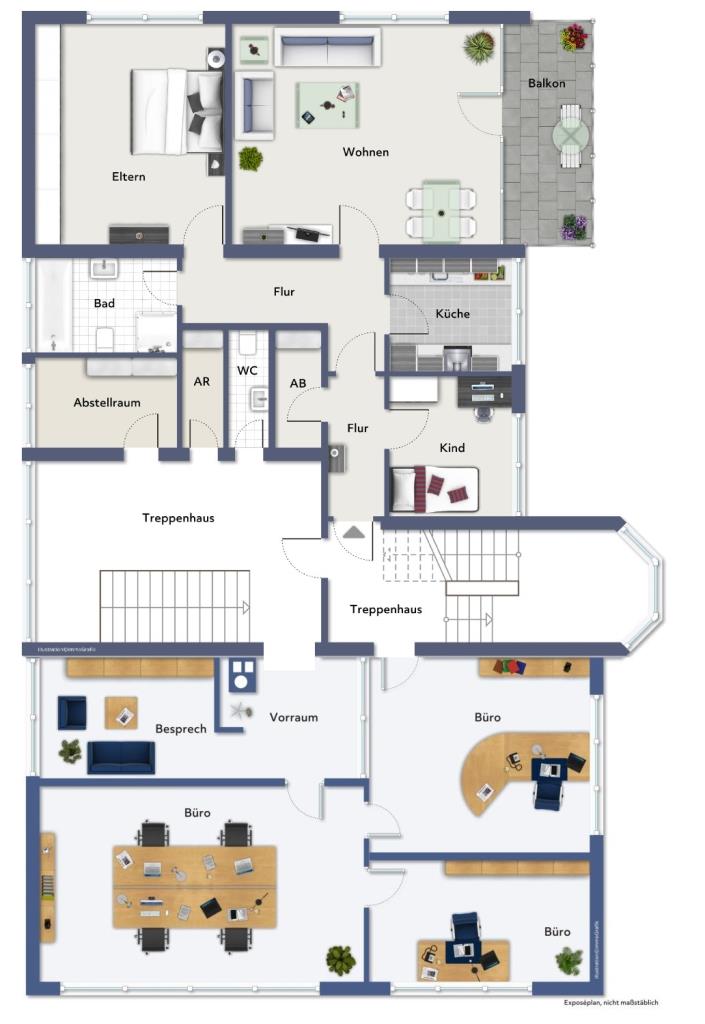 Exklusives Angebot! Ideales Wohn/- Geschäftshaus für gehobene Ansprüche! - Grundriss (1. OG) (31118)