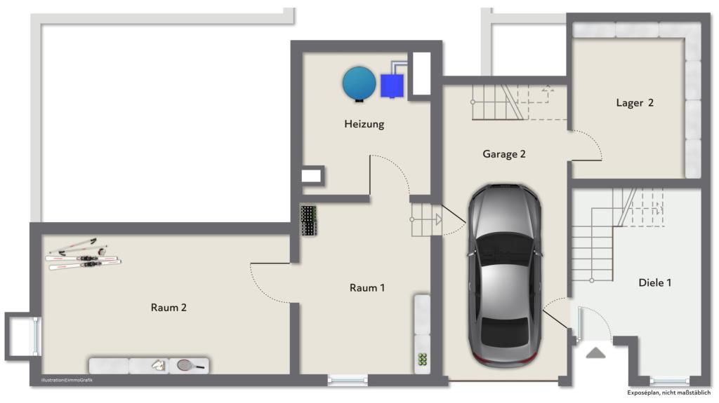 Wohntraum für die Familie! Tolles Zweifamilien-Doppelhaus in Gosbach! - Grundriss Untergeschoss (36623)