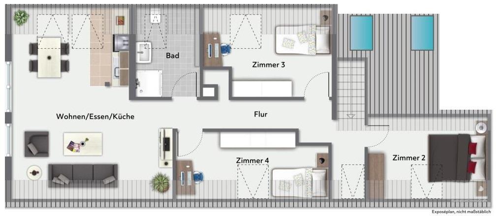 Oase zum Wohlfühlen! Zweifamilienhaus mit Swimmingpool & Sauna! - Grundriss Dachgeschoss (36837)