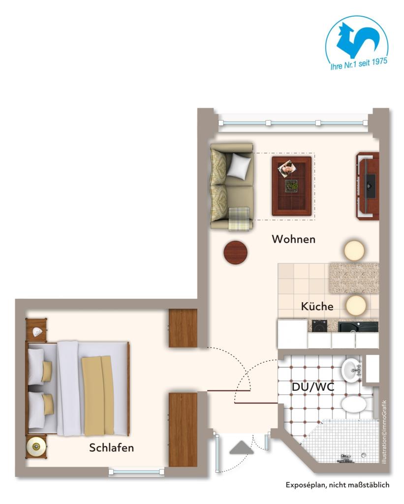 Betreutes Wohnen! Attraktive 2 Zimmer Wohnung in der Esslinger- Innenstadt! - Grundriss (36173)