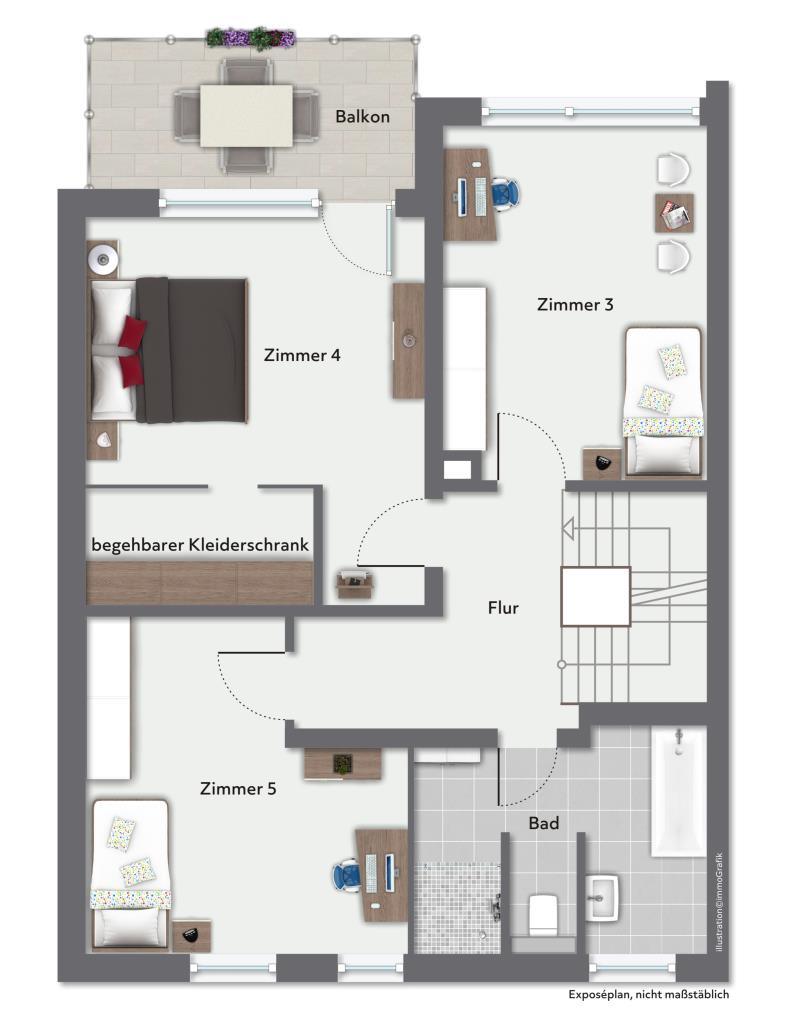 Haus zum Verlieben! Ansprechende Doppelhaushälfte für tolle Ansprüche! - Grundriss Obergeschoss (36885)
