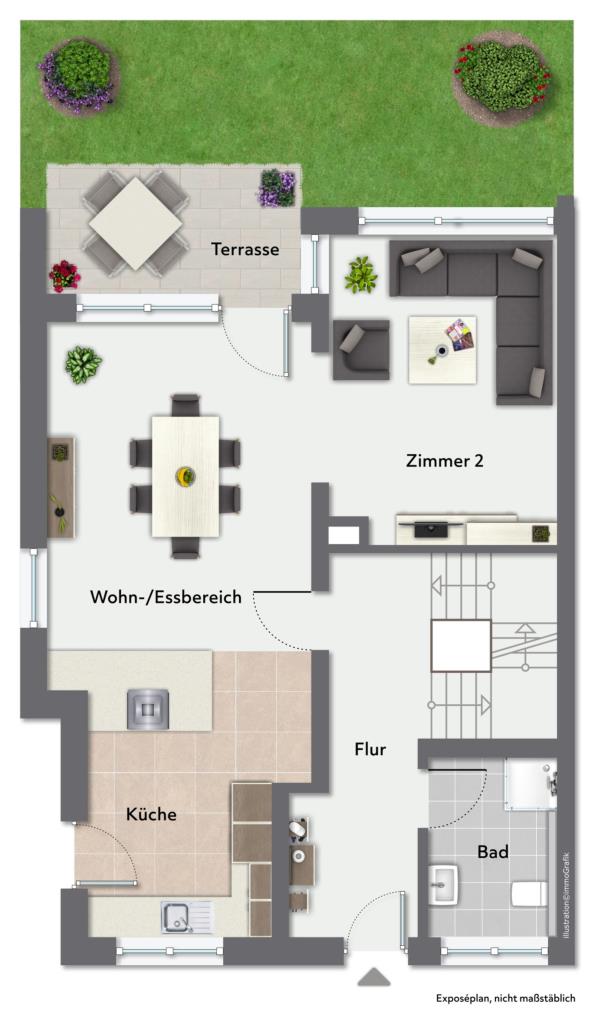 Haus zum Verlieben! Ansprechende Doppelhaushälfte für tolle Ansprüche! - Grundriss Erdgeschoss (36884)