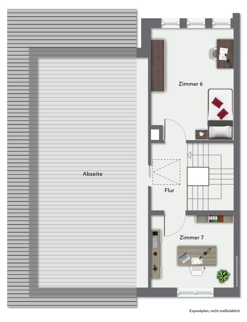 Haus zum Verlieben! Ansprechende Doppelhaushälfte für tolle Ansprüche! - Grundriss Dachgeschoss (36886)