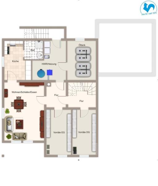 Frei stehendes Zweifamilienhaus mit zusätzlicher Einlieger-Wohnung in top Lage! - Grundriss UG (45619)