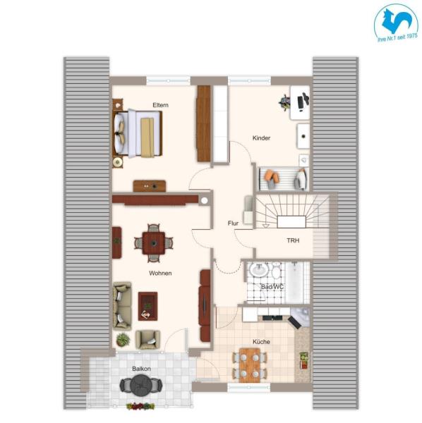 Frei stehendes Zweifamilienhaus mit zusätzlicher Einlieger-Wohnung in top Lage! - Grundriss DG (45618)