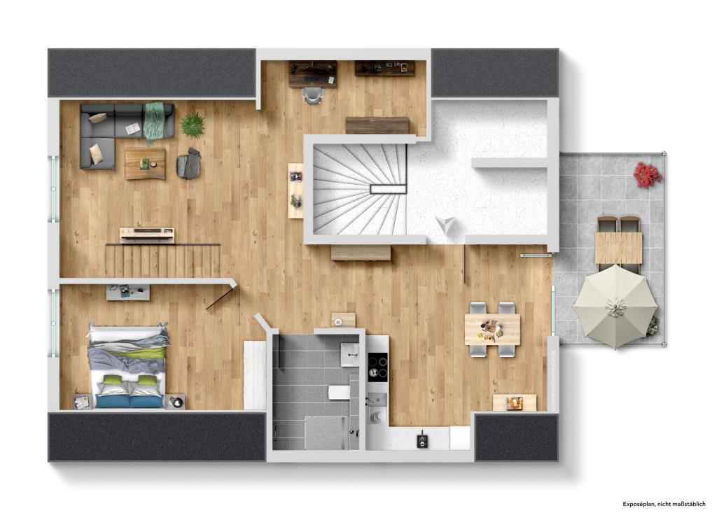 Nachhaltig & Modern! Neubau 3 Zimmer-Maisonettewohnung mit Balkon! - Grundriss Etage I (40442)