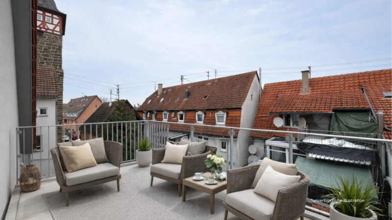 Einziehen & Wohlfühlen! Traumhafte 3 Zimmer-Wohnung mit Süd-Dachterrasse! - Bönnigheim (44414)