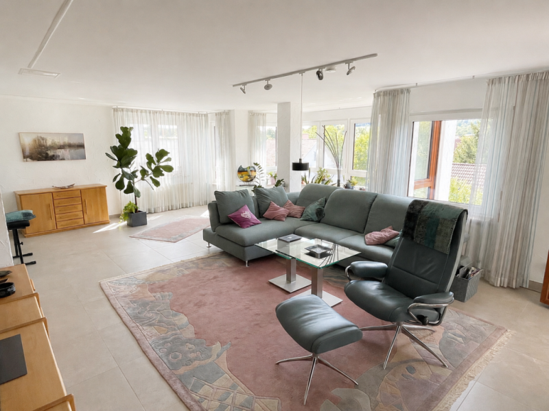 Traumhafte Aussicht! Charmantes freistehendes Einfamilienhaus in Hochdorf! - Wohnzimmer (52272)