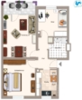 Grundriss - Modernisierte und helle 3 Zimmer-Wohnung mit Balkon nähe Friedenskirche!