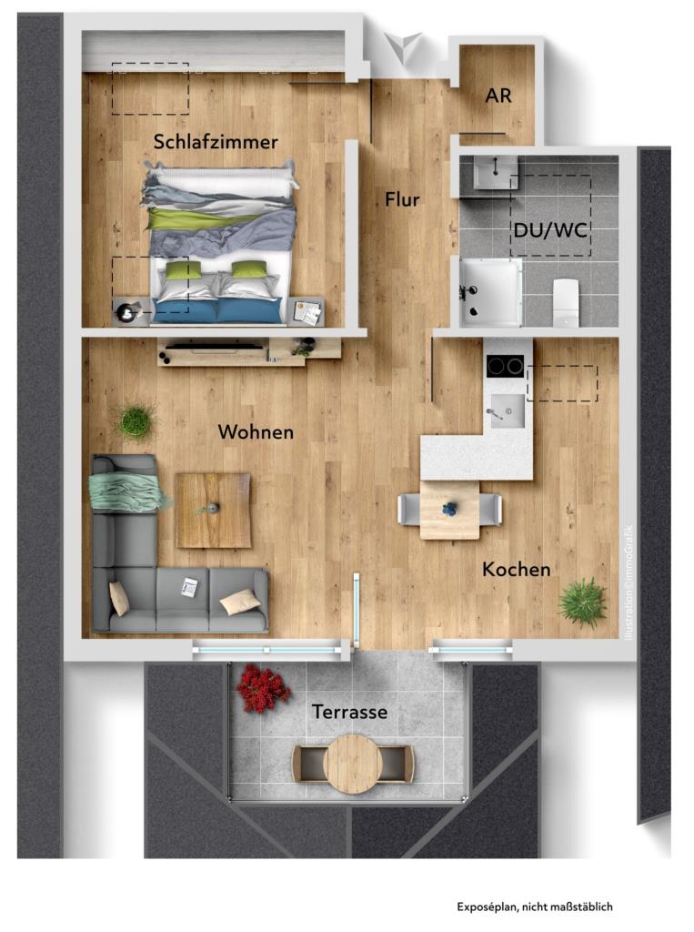 Einziehen & Wohlfühlen! Tolle 2 Zimmer-Dachgeschosswohnung in Renningen! - Grundriss (34794)