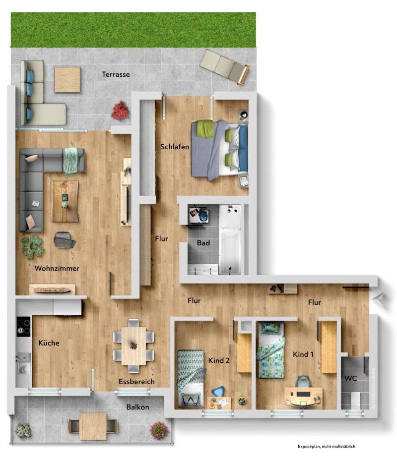 Einzigartiger Wohntraum! Ideale 4,5 Zimmer-Wohnung für tolle Ansprüche! - Grundriss (43796)