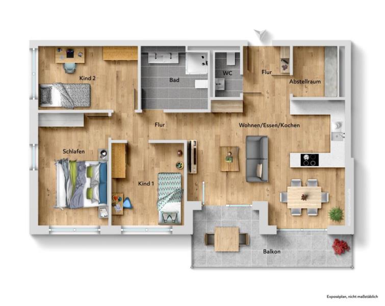 Traumhafte 4 Zimmer-Neubauwohnung in toller zentraler Wohnlage! - Grundriss (44673)