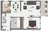 Grundriss - Schönes Wohnambiente! Sofort beziehbare 2,5 Zimmer-Wohnung mit Balkon!