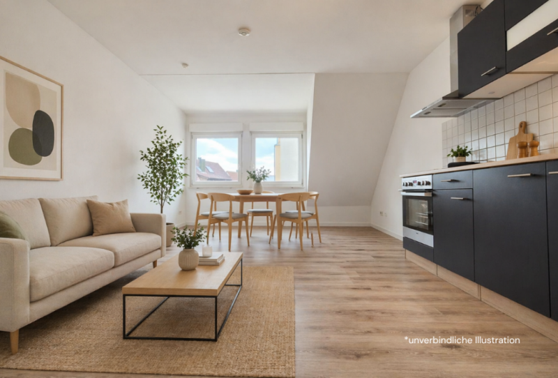 Sofort beziehbar! Attraktive 1-Zimmer-Wohnung in ruhiger Lage mit Garagenstellplatz! - Wohness/- Schlafbereich (53125)
