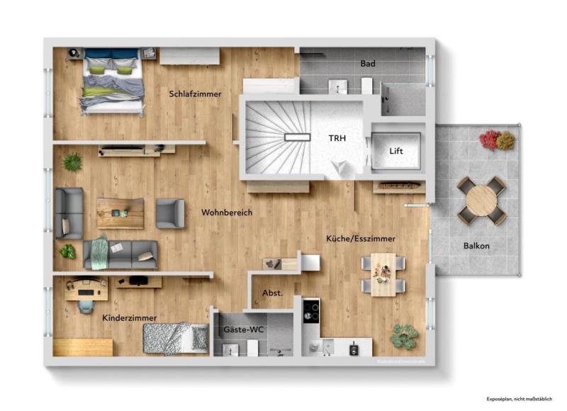 Stilvolles Wohnen! Interessante 3 Zimmer-Wohnung für tolle Ansprüche! - Grundriss (44408)