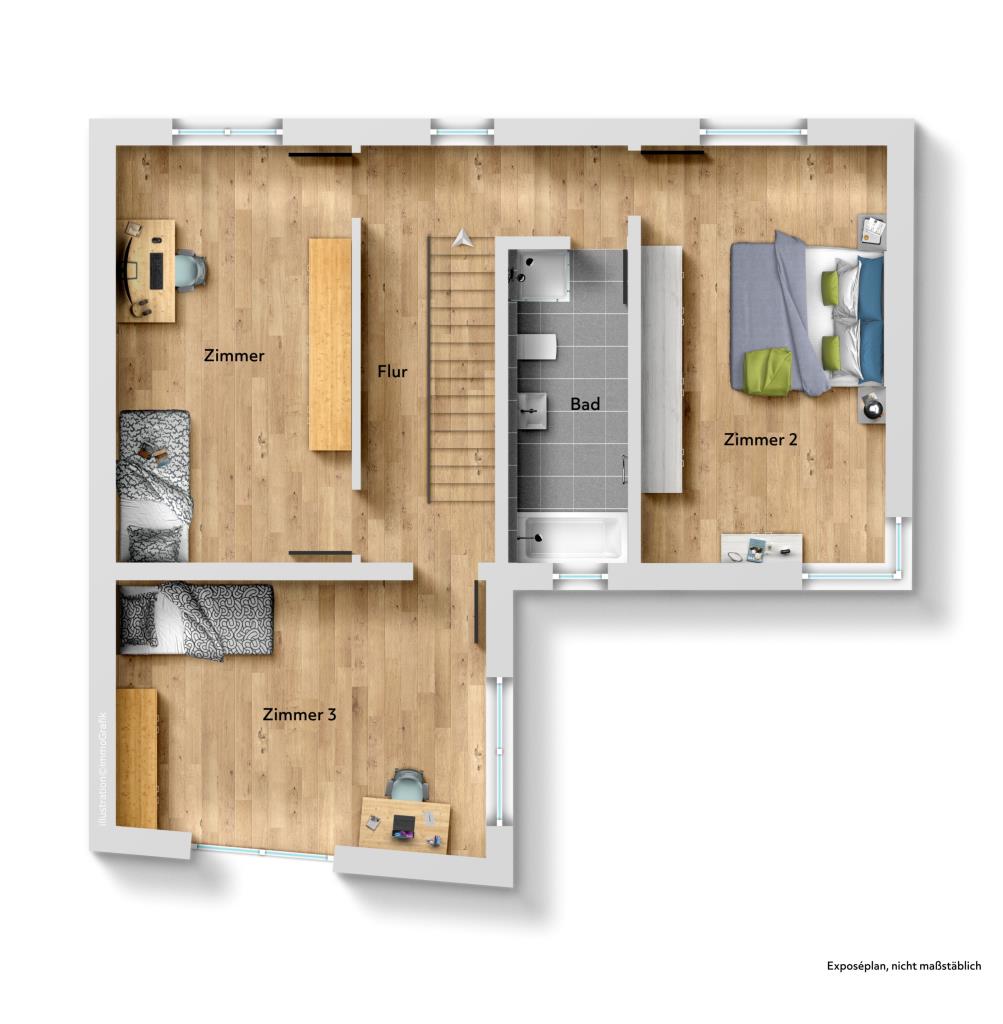 Ankommen & Wohlfühlen! Stilvolles Doppelhaus in ruhiger Lage von Deizisau - Obergeschoss (43932)