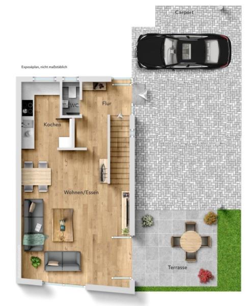 Ankommen & Wohlfühlen! Stilvolles Doppelhaus in ruhiger Lage von Deizisau - Erdgeschoss (46653)