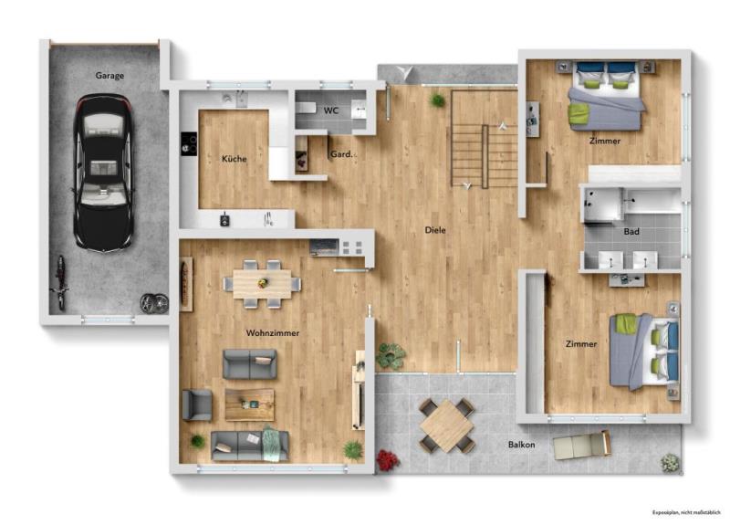 Großzügiges Familienhaus – ca. 280 m² Wohnfläche, schöner Garten und herrliche freie Aussicht - Grundriss Obergeschoss (54111)