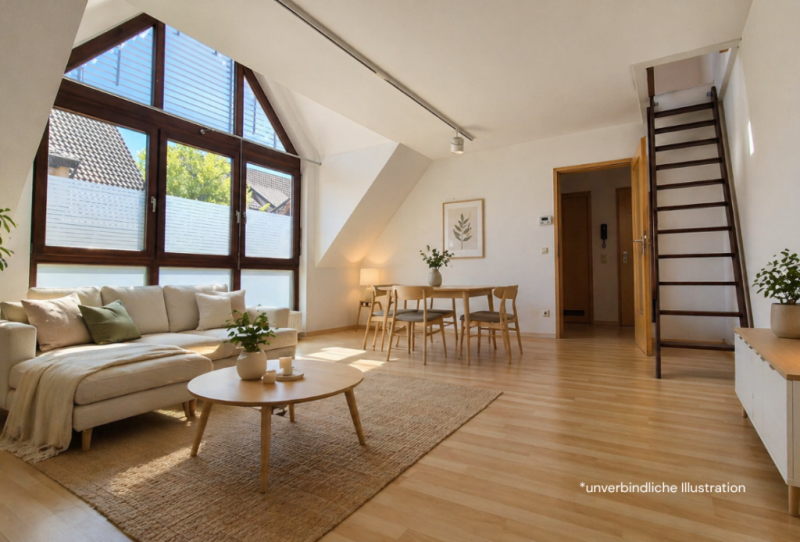 Zentrale Wohnlage! Attraktive 2,5 Zimmer-Wohnung mit ausgebauter Dachbühne und Garagenstellplatz! - Wohn/- Essbereich (50358)