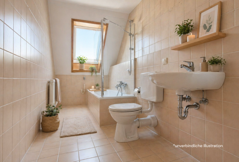 Zentrale Wohnlage! Attraktive 2,5 Zimmer-Wohnung mit ausgebauter Dachbühne und Garagenstellplatz! - Tageslichtbad (50362)