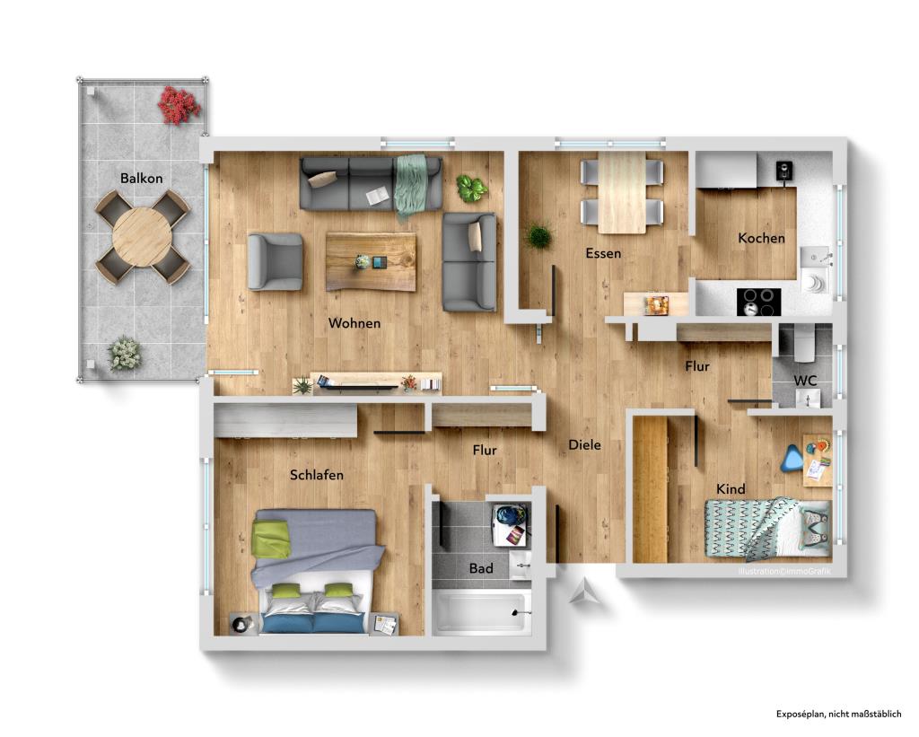 Ideale Gelegenheit! Interessante 3,5 Zimmer-Wohnung in Filderstadt! - Grundriss (40407)