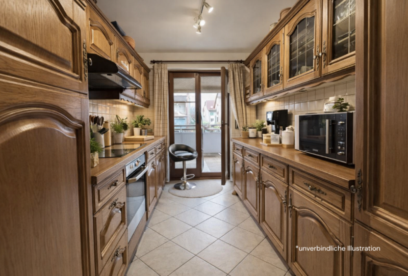 TOP Preis! Charmante 3,5 Zimmer-Wohnung mit 2 Zi.- Einliegerwohnung in Waiblingen City! - Küche (52647)
